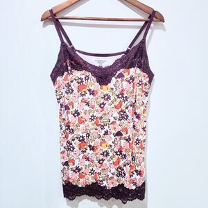 Lane Bryant Womens White Purple Floral Lace Cami Size 18/20 Y2K Festival Chic